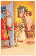 ILLUSTRATEUR NON SIGNE - La Visite Du Saint Nicolas à La Maison - Décoration - Enfants - Carte Postale - Ohne Zuordnung