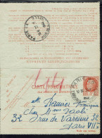 1944. Carte Pneumatique 3 F Pétain. Oblitération Paris 32 Tribunal De Commerce. - Pneumatische Post