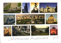 MELBOURNE, VICTORIA, MULTIPLE VIEWS, BRIDGE, TOWER, MUSEUM, PARK, SHIP, ARCHITECTURE, SIGNED, AUSTRALIA, POSTCARD - Melbourne