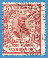 REGNO D'ITALIA - 1910 - 5 Cents - Garibaldi, 50º Anniversario Plebiscito In Sud Italia - Sassone IT 89 * Ref. C-01 - Oblitérés