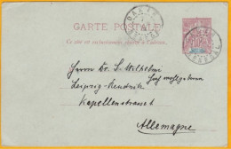 1892 - Entier Carte Postale 10 C Type Groupe De Dakar, Sénégal Et Dépendances Vers Leipzig, Allemagne - Briefe U. Dokumente