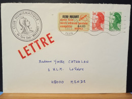 Code Postal. Carte Postale En Franchise, Liberté De Gandon 2222 Et 2223 Avec Vignette 81200 MAZAMET En Noir - Lettres & Documents