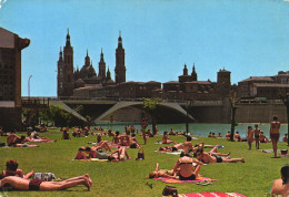 ZARAGOZA, ARAGON, BEACH, BRIDGE, ARCHITECTURE, CARS, SPAIN, POSTCARD - Zaragoza