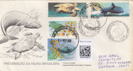 GOOD BRAZIL FDC To ESTONIA 2022 - Good Stamped: Sea Life ; Children - Covers & Documents