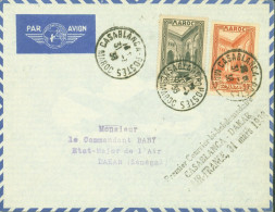 Premier Courrier Bi Hebdomadaire Casablanca Dakar Air France 31 3 1938 YT Maroc N°142 143A CAD Casablanca 31 3 38 - Airmail