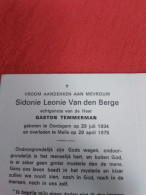 Doodsprentje Sidonie Leonie Van Den Berge / Oordegem 29/7/1934 Melle 29/4/1975 ( Gaston Temmerman ) - Religion & Esotérisme