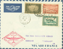 Maroc Cote Occidentale D'Afrique Air France Aéromaritime 1er Voyage Mars 1937 CAD Casablanca 28 3 37 Par Avion - Posta Aerea