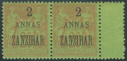 Zanzibar Bureau Français - N° 23 (YT) N° 40 (AM) Paire Neuve *. - Unused Stamps