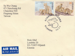 GOOD TAIWAN Postal Cover To ESTONIA 2023 - Good Stamped: Bengal Cats - Briefe U. Dokumente