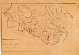 DESSIN ENCRE DE CHINE - CARTE DES BASSES PYRENEES - Dessins