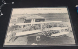 Carte   Postale  AVIATION L Aéroplane WRIGHT Devant Son Hangar D AUVOURS Près Du MANS - Rudersport