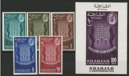 SHARJAH N° 27 à 31 +  Bloc 3. Lutte Contre La Faim (Hunger). Neufs ** (MNH). TB - Jordanien