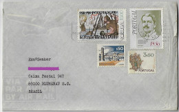 Portugal 1981 Airmail Cover Sent From Faro To Blumenau Brazil Stamp Fernão Mendes Pinto + João Chagas + 2 Definitive - Storia Postale