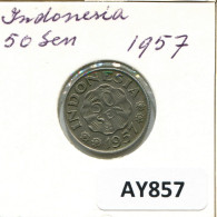 50 SEN 1957 INDONESIA Coin #AY857.U.A - Indonesia