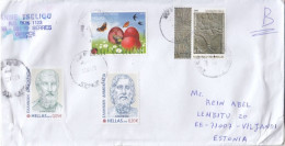 GOOD GREECE Postal Cover To ESTONIA 2023 - Good Stamped: Butterflies / Birds ; Persons / History - Storia Postale