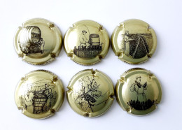 6 Capsules Ou Plaques De Muselet  CHAMPAGNE Générique - Sammlungen