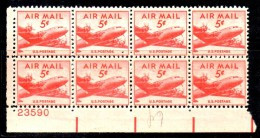 U28B - STATI UNITI USA 1947 , Posta Aerea Il 5 Cent N. 33 *** MNH Blocco Di Otto - 2b. 1941-1960 Ongebruikt