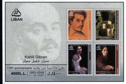 Lebanon Liban Souvenir Sheet 2008 125th Anniversary Of Khalil Gibran MNH - Liban