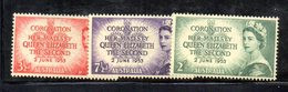 Y1899 - AUSTRALIA 1953 ,  Yvert, N. 199/201  Gomma Integra ***  (2380A) .  Incoronazione - Neufs