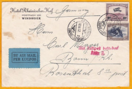 1932 - Enveloppe Par Avion De Windhoek Kimberley, South West Africa, Namibie - Vers Allemagne - Via Berlin - 12 D - Africa Del Sud-Ovest (1923-1990)