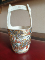 Panier Cache Pot Pour Petite Plante Verte En Porcelaine De Satsuma (Japon) Authentique - Arte Asiático