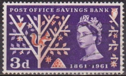 Elizabeth II - GRANDE BRETAGNE - Caisse D'épargne, Ecureuil, Fleurs, Oiseaux - N° 360 - 1961 - Usati