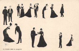 Illustrateur - Marc - La Soirée Chez La Marquise - Salut - Danse - Silhouettes -  Carte Postale Ancienne - Silhouettes