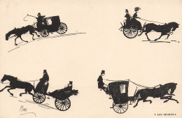 Illustrateur - Marc - Les Sports - Attelages - Chevaux - Silhouettes -  Carte Postale Ancienne - Silhouettes