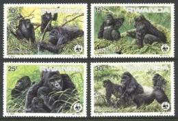 (054) Rwanda  WWF / Fauna / Animals / Tiere / Monkeys / Singes / Affen / Gorillas  ** / Mnh  Michel 1292-95 - Ongebruikt