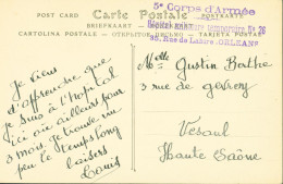 Guerre 14 Cachet 5e Corps D'armée Hôtel Militaire Temporaire N°26 Orléans Soldat Hospitalisé CP Orléans En FM Franchise - WW I