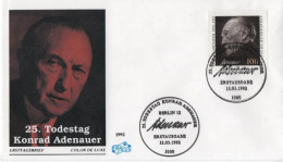 Germany Deutschland 1992 FDC Konrad Adenauer, German Statesman, Deutscher Politiker, Canceled In Berlin - 1991-2000