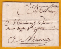 1730 - Marque Postale Manuscrite CARCASSONNE, Aude Sur Lettre De 2 Pages Vers MARSEILLE, Bouches Du Rhône - 1701-1800: Précurseurs XVIII