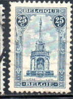 BELGIQUE BELGIE BELGIO BELGIUM 1919 PERRON OF LIEGE FOUNTAIN 25c USED OBLITERE' USATO - 1918 Croce Rossa