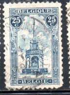 BELGIQUE BELGIE BELGIO BELGIUM 1919 PERRON OF LIEGE FOUNTAIN 25c USED OBLITERE' USATO - 1918 Cruz Roja