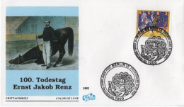 Germany Deutschland 1992 FDC Ernst Jakob Renz, Circus Cirque Zilkus Horse Horses Pferd Pferde, Canceled In Berlin - 1991-2000