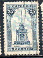 BELGIQUE BELGIE BELGIO BELGIUM 1919 PERRON OF LIEGE FOUNTAIN 25c USED OBLITERE' USATO - 1918 Croce Rossa