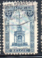 BELGIQUE BELGIE BELGIO BELGIUM 1919 PERRON OF LIEGE FOUNTAIN 25c USED OBLITERE' USATO - 1918 Croce Rossa