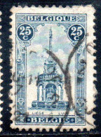 BELGIQUE BELGIE BELGIO BELGIUM 1919 PERRON OF LIEGE FOUNTAIN 25c USED OBLITERE' USATO - 1918 Rode Kruis