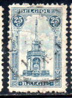 BELGIQUE BELGIE BELGIO BELGIUM 1919 PERRON OF LIEGE FOUNTAIN 25c USED OBLITERE' USATO - 1918 Rotes Kreuz