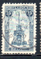 BELGIQUE BELGIE BELGIO BELGIUM 1919 PERRON OF LIEGE FOUNTAIN 25c USED OBLITERE' USATO - 1918 Croix-Rouge