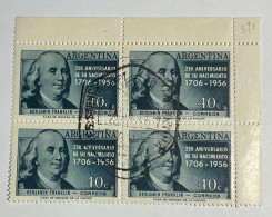 Argentina 1956 B. Franklin, Primer Día De Emisión, En Cuadro, GJ 1076, Sc 660, MNH. - Unused Stamps