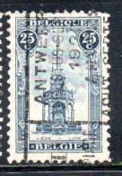 BELGIQUE BELGIE BELGIO BELGIUM 1919 PERRON OF LIEGE FOUNTAIN 25c USED OBLITERE' USATO - 1918 Rotes Kreuz