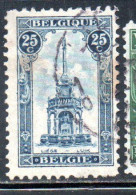 BELGIQUE BELGIE BELGIO BELGIUM 1919 PERRON OF LIEGE FOUNTAIN 25c USED OBLITERE' USATO - 1918 Cruz Roja