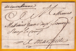 1737 - Marques Postales TAMPON + MANUSCRITE DE CARCASSONNE, Aude Sur LAC De Pennautier Vers Marseille, BdR - 1701-1800: Précurseurs XVIII