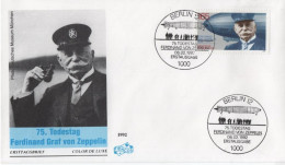 Germany Deutschland 1992 FDC 75. Todestag Ferdinand Graf Von Zeppelin, Aviation, Canceled In Berlin - 1991-2000