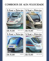  SÃO TOMÉ AND PRÍNCIPE 2018 MNH  Speed Trains  Michel Code: 7798-7801. Yvert&Tellier Code: 6177-6180 - Sao Tome Et Principe