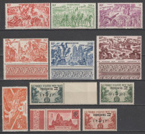INDOCHINE - 1945/1946 - ANNEES COMPLETES AVEC POSTE AERIENNE YVERT N° 296/299 + A39/45 ** MNH - COTE = 21.5 EUR - Neufs