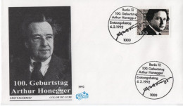 Germany Deutschland 1992 FDC Arhur Honegger, Composer Komponist Music Musik Musique, Canceled In Berlin - 1991-2000