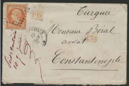 N° 23 Obl. GC 5055 + C.à.d "PHILIPPE ALGERIE 19/6/67" Sur Env. Avec Texte Pour La CONSTANTINOPLE. Voir Description - 1849-1876: Classic Period