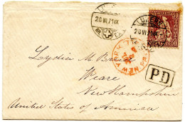 SUISSE - SBK 43 50C SUR LETTRE DE LUZERN POUR LES ETATS UNIS, 1871 - Cartas & Documentos